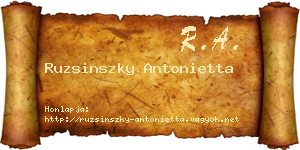 Ruzsinszky Antonietta névjegykártya